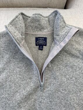 J. Crew Men's Gray Quarter-Zip Fleece Sweater